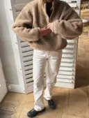 bluza mouton olgajahr bezowy welna merino modelka z przodu 1